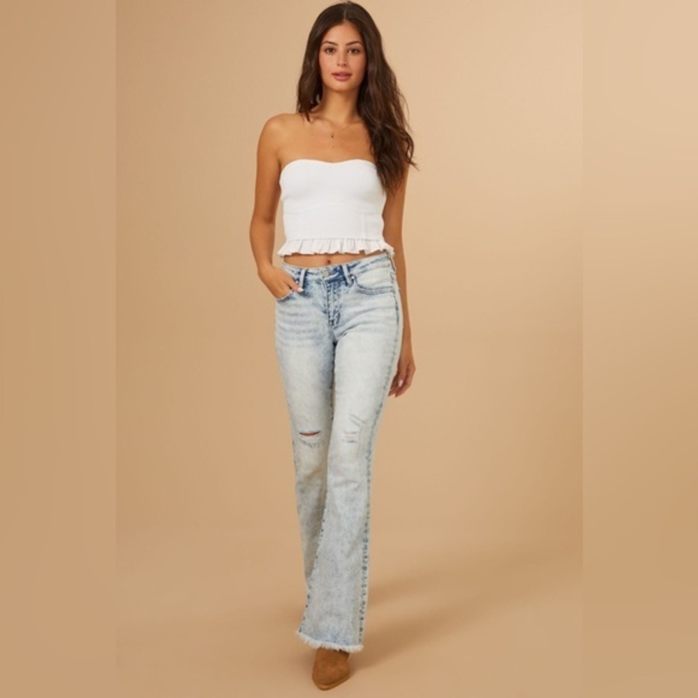 Altar’d State Jennie Flare Jeans Size 5 acid light wash with stretch bootcut